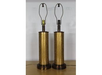 Pair Of Mid Century Modern Lamps (Gold) 21'