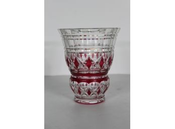 Vintage Glass Bohemian Ruby Red/Clear Vase