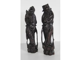 Pair Of Carved Oriental Figures