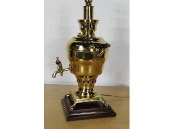Brass Russian Samovar Urn Mounted As A Lamp 18'