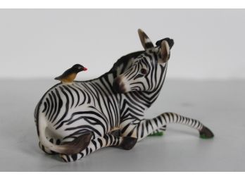 Franklin Mint Porcelain Zebra And Bird 'Happy Landing '