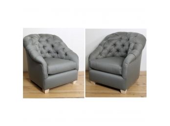 Pair Of Oversized Modern Barrel Chairs