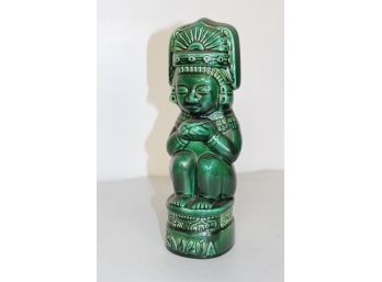 11'H  Vintage K And B Kahlua Mexican Aztec Handmade Ceramic Decanter