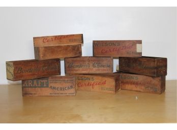Group Lot Of Borden's & Kraft Wooden Boxes (9)