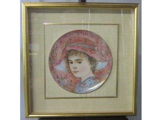 Framed Edna Hibel Plate-10 1/4' Round