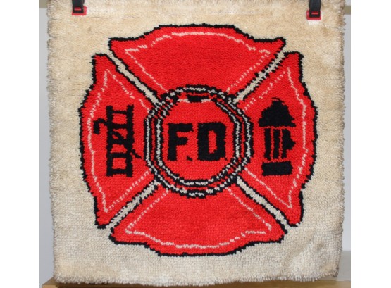 Vintage Fire Department Hanging Rug
