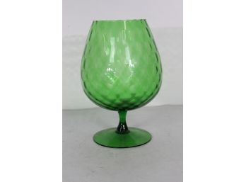 LARGE Vintage  Green Amberina Glass Brandy Snifter Vase  12'H