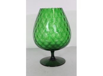 LARGE Vintage  Green Amberina Glass Brandy Snifter Vase  13'H