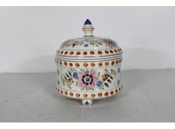 D.P. DELFT Pottery Polychrome Lidded Candy Jar / Multi Color Ginger Jar With A Lid. Hand Painted