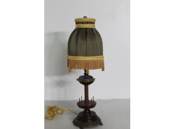 Vintage Wood Sewing Pedestal Pincushion Thread Spool Holder Lamp