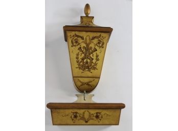 Vintage Italian Painted Gold & Yellow  Tole Florentine