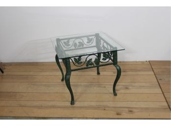 Metal Glass Top Accent Side Table