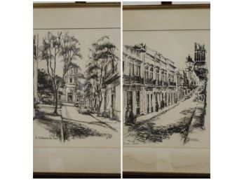 Pair Of Framed  P. Sigal's Lithograph