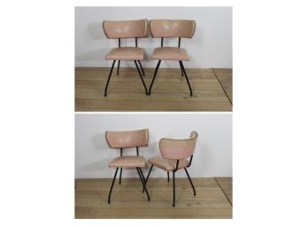 Set Of 4 Retro Pink Chairs