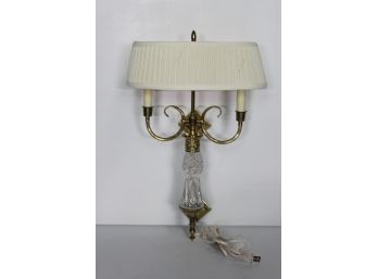 Single Brass And Glass Wall Sconce 22'H
