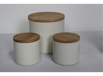 Set Of 3 Crate & Barrel  Silo Canisters