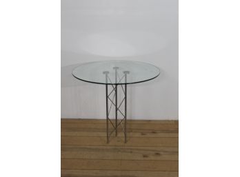 Modern Round Glass And Chrome Base Table