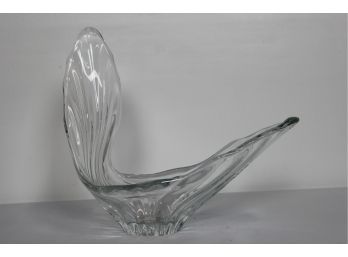 Vintage Cofrac Art Verrier France Crystal Splash Wave Centerpiece Bowl Vase