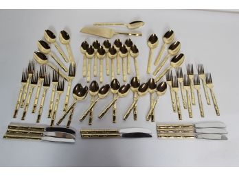Partial Reed Barton Golden Royal Bamboo Place Settings Stainless Flatware
