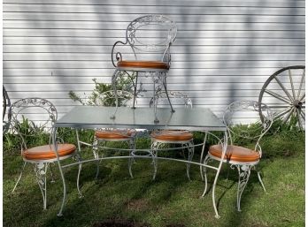 Vintage  Wrought Iron Table And Chairs