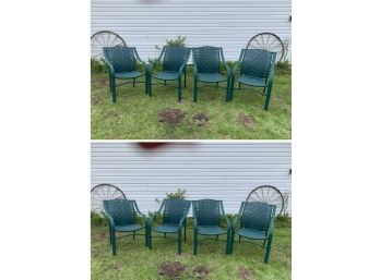 Set Of Green Outdoor Chairs (8)