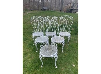 6 Vintage  Wrought Iron High Back Chairs