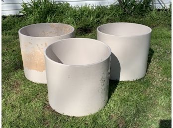 Vintage Huge  Gainey Ceramics Matte White Planter Pot-(3)