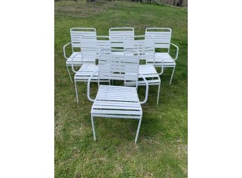 Group Lot Of 6 Aluminum Vinyl Strap Chairs