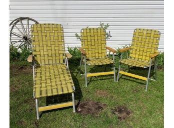 3 Vintage  Aluminum Folding Beach Chairs