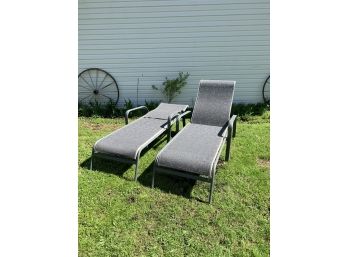 PAIR OF POOL CHAISE LOUNGE CHAIRS-GREY COLOR #3