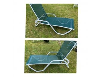 Pair Of  Pool Chaise Lounge Chairs-Green