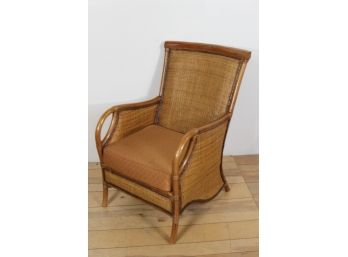 Bamboo Wicker Rattan Armchair Chair W/ Cushion