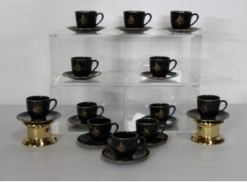 12 Demitasse Cups And Saucers By Lenox-Black