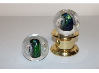Pair Of Paperweight With M.P Initials