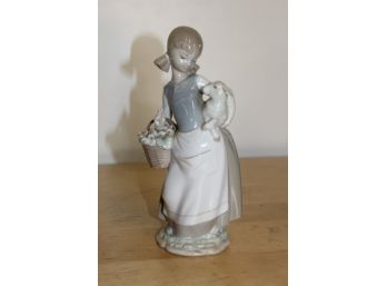 Lladro Figurines Of A Little Girl With A Goat