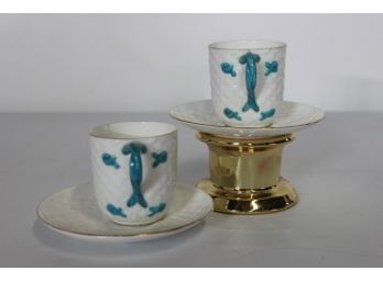 Pair Of English Cup & Saucers