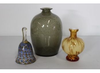 Norway Bubble Vase And Art Bell & Art Glass Vase