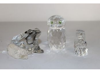 Group Of 3 Signed Crystal Figurines, Including  Baccarat