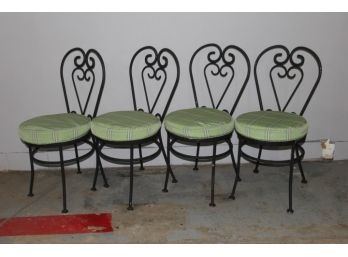 Set Of 4 Parlor Chairs With Cushions Metal Frames