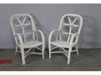 Pair Of Antique  Wicker Chairs #3