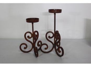 Pair Of Iron Candle Holder