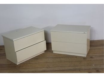 Pair Of White Lacquer Night Stands