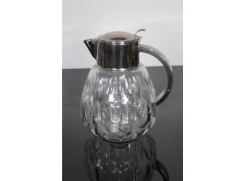 1940s German Silver Plate And Cut Crystal Ice Water Pitcher 10'H