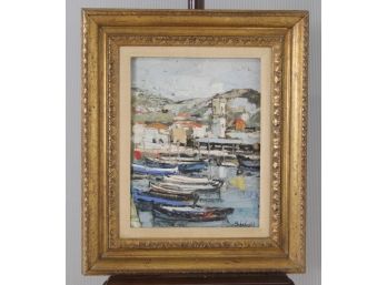 Signed Harbor Painting