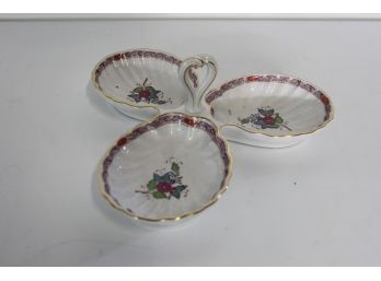 Herend Rothschild Floral  3 Part Relish Dish/Tray