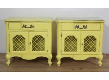 Pair Of Yellow Painted Night Stands