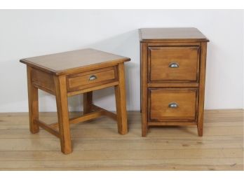 Wooden File Cabinet And Match Stand