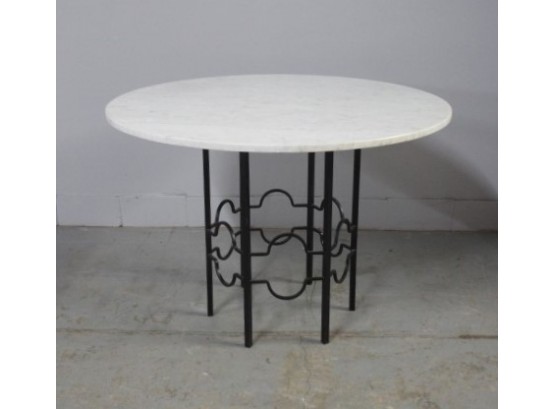 White Marble And Iron Base Table
