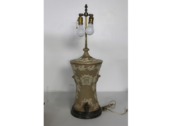 F. Lipscombe & Co. Stoneware Water Filter Mounted As A Lamp