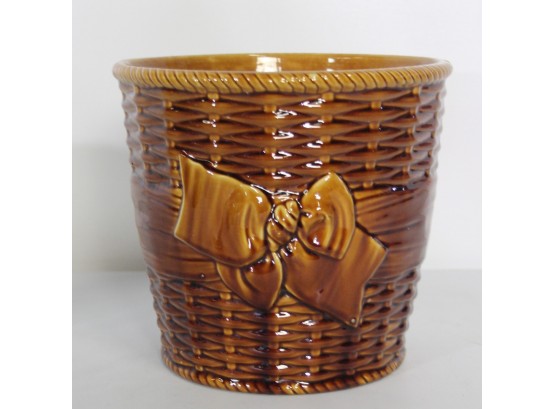 Brown Glaze Ceramic Planter  Basket